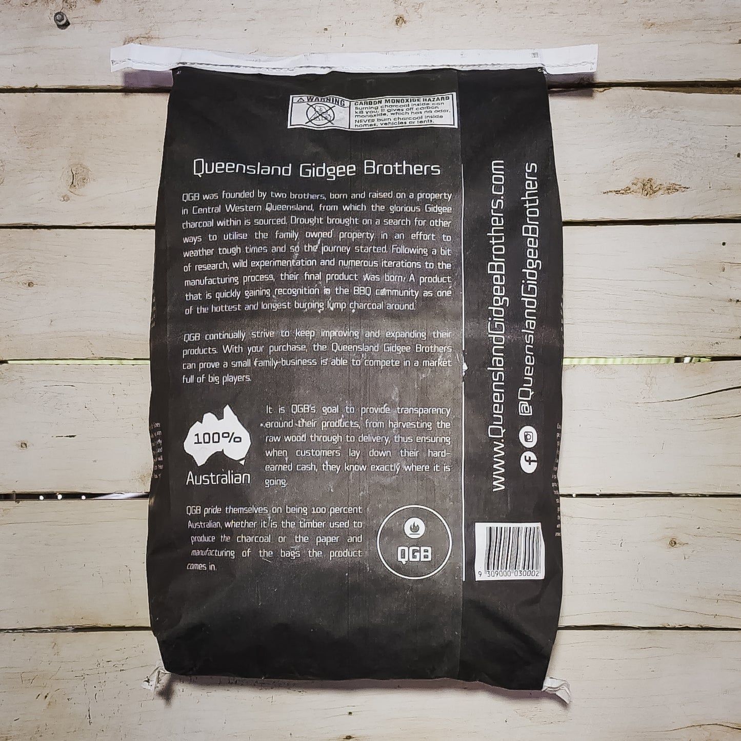 Queensland Gidgee Brothers Lump Charcoal 15kg Bag Back
